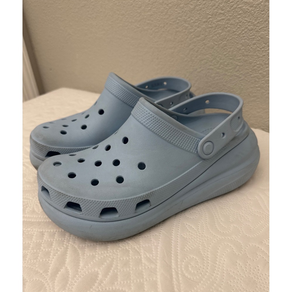 Crocs Classic Crush Clogs Light Blue Platform Shoes Unisex Womens 11 Mens 9